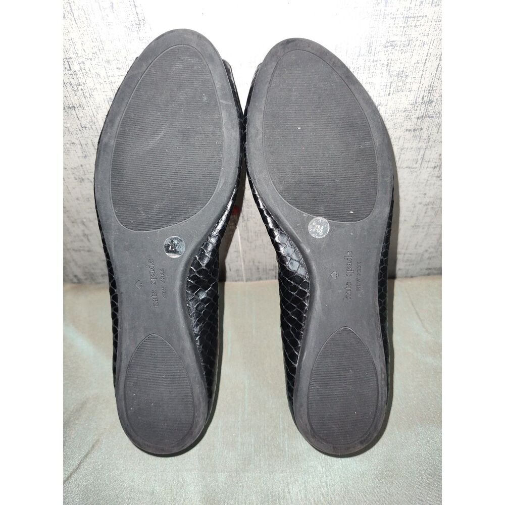 Kate Spade Pearl Cluster Black Peep-Toe Flats Sz 7M - Picture 7 of 7